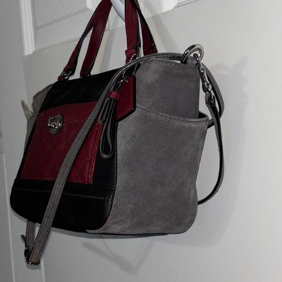 NEW Coach Park Mini Leather Suede Tote Satchel Color Block Quilted F49865 xbody - Picture 4 of 10